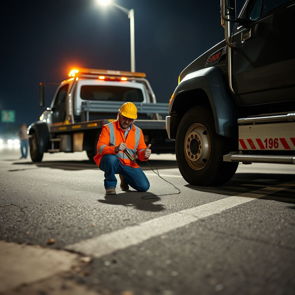 A professional Snappy Towing operator securing a vehicle onto a flatbed tow truck on a clear day in Thornton, Colorado.